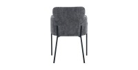 Chaise de salle à manger CAMPBELL – Tissu gris – Accoudoirs – Pieds en métal noir – Style design / industriel