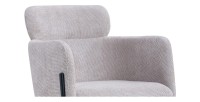 Chaise de salle à manger CAMPBELL – Tissu beige clair – Accoudoirs – Pieds en métal noir – Style design / industriel
