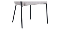 Chaise de salle à manger CAMPBELL – Tissu beige clair – Accoudoirs – Pieds en métal noir – Style design / industriel