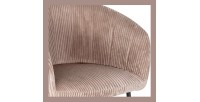 Chaise de salle à manger SEVILLE – Velours côtelé sable – Accoudoirs – Pieds en métal noir – Style design / industriel