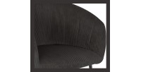 Chaise de salle à manger SEVILLE – Velours côtelé gris – Accoudoirs – Pieds en métal noir – Style design / industriel