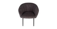 Chaise de salle à manger SEVILLE – Velours côtelé gris – Accoudoirs – Pieds en métal noir – Style design / industriel