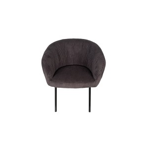 Esszimmerstuhl SEVILLE – Grauer Cord-Samt – Armlehnen – Schwarze Metallbeine – Design-/Industriestil