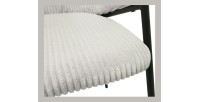 Chaise de salle à manger IMANY – Velours côtelé gris clair – Accoudoirs – Pieds en métal noir – Style design / industriel
