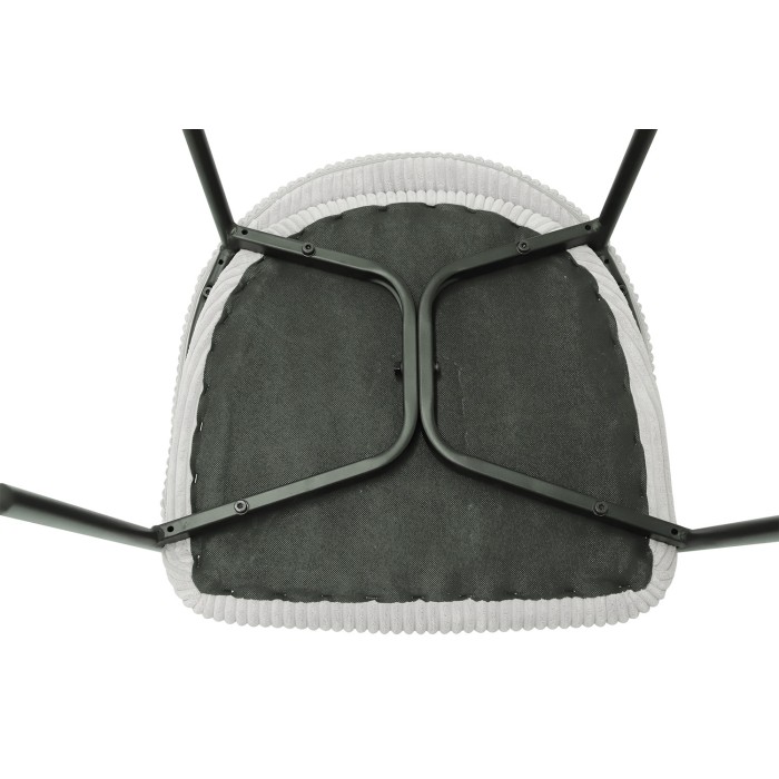 Eetkamerstoel IMANY - Geribbeld lichtgrijs fluweel - Armleuningen - Zwarte metalen poten - Design / industriële stijl