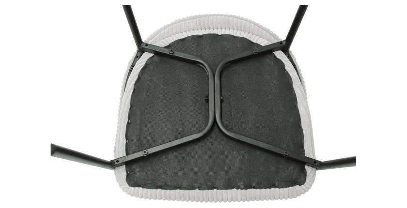 Eetkamerstoel IMANY - Lichtgrijs ribfluweel - Armleuningen - Zwarte metalen poten - Design / Industriële stijl