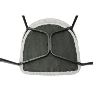 Eetkamerstoel IMANY - Lichtgrijs ribfluweel - Armleuningen - Zwarte metalen poten - Design / Industriële stijl
