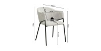 Chaise de salle à manger IMANY – Velours côtelé gris clair – Accoudoirs – Pieds en métal noir – Style design / industriel