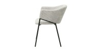 Chaise de salle à manger IMANY – Velours côtelé gris clair – Accoudoirs – Pieds en métal noir – Style design / industriel