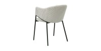 Chaise de salle à manger IMANY – Velours côtelé gris clair – Accoudoirs – Pieds en métal noir – Style design / industriel