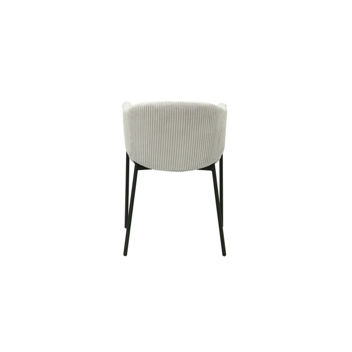 Eetkamerstoel IMANY - Geribbeld lichtgrijs fluweel - Armleuningen - Zwarte metalen poten - Design / industriële stijl