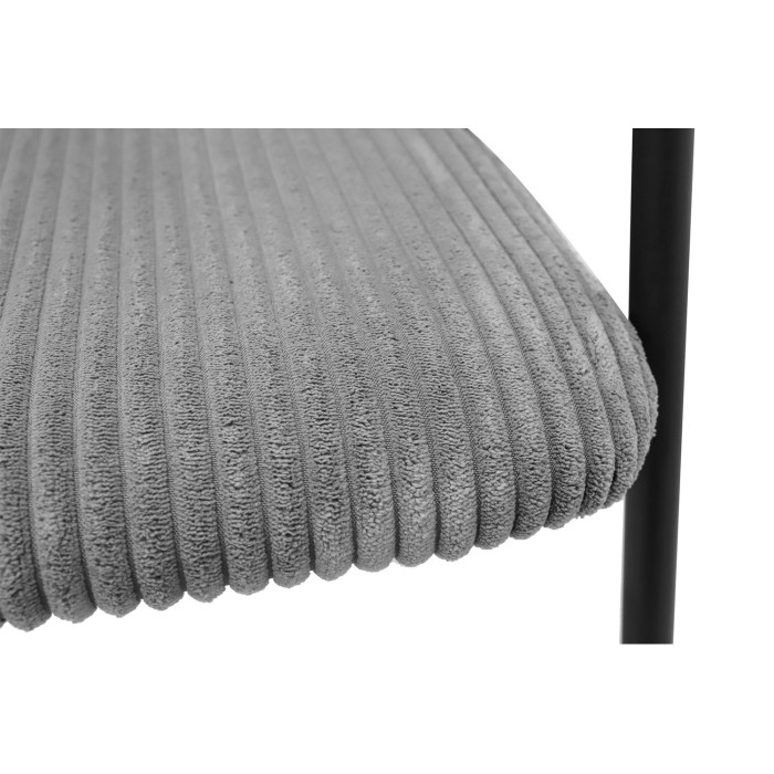 Eetkamerstoel IMANY - Donkergrijs ribfluweel - Armleuningen - Zwarte metalen poten - Design / industriële stijl