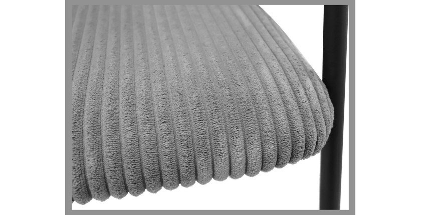 Stuhl für Esszimmer IMANY – Dunkelgrauer Cord-Samt – Armlehnen – Schwarze Metallbeine – Design-/Industriestil
