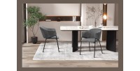 Stuhl für Esszimmer IMANY – Dunkelgrauer Cord-Samt – Armlehnen – Schwarze Metallbeine – Design-/Industriestil