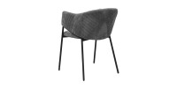 Chaise de salle à manger IMANY – Velours côtelé gris foncé – Accoudoirs – Pieds en métal noir – Style design / industriel