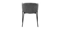 Chaise de salle à manger IMANY – Velours côtelé gris foncé – Accoudoirs – Pieds en métal noir – Style design / industriel