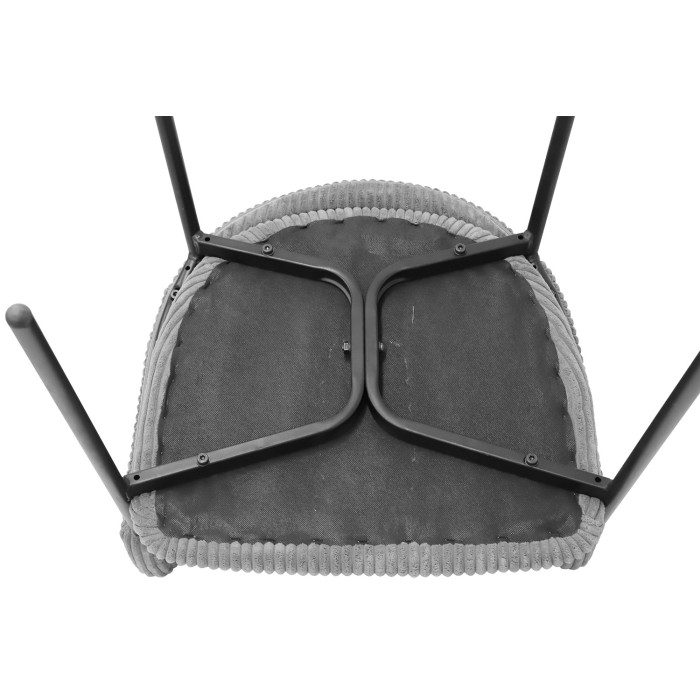 Eetkamerstoel IMANY - Donkergrijs ribfluweel - Armleuningen - Zwarte metalen poten - Design / industriële stijl