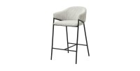 Chaise de salle à manger IMANY – Velours côtelé gris clair – Accoudoirs – Pieds en métal noir – Style design / industriel