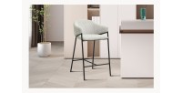 Sedia da banco IMANY – Velluto a coste grigio chiaro – Con braccioli – Gambe in metallo nero – Stile design/industriale