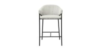 Chaise de salle à manger IMANY – Velours côtelé gris clair – Accoudoirs – Pieds en métal noir – Style design / industriel