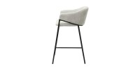 Chaise de comptoir IMANY – Velours côtelé gris clair – Avec accoudoirs – Pieds en métal noir – Style design/industriel