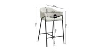 Chaise de comptoir IMANY – Velours côtelé gris clair – Avec accoudoirs – Pieds en métal noir – Style design/industriel
