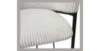 Chaise de salle à manger IMANY – Velours côtelé gris clair – Accoudoirs – Pieds en métal noir – Style design / industriel