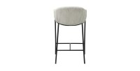Chaise de comptoir IMANY – Velours côtelé gris clair – Avec accoudoirs – Pieds en métal noir – Style design/industriel