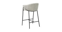 Chaise de comptoir IMANY – Velours côtelé gris clair – Avec accoudoirs – Pieds en métal noir – Style design/industriel