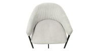 Chaise de comptoir IMANY – Velours côtelé gris clair – Avec accoudoirs – Pieds en métal noir – Style design/industriel