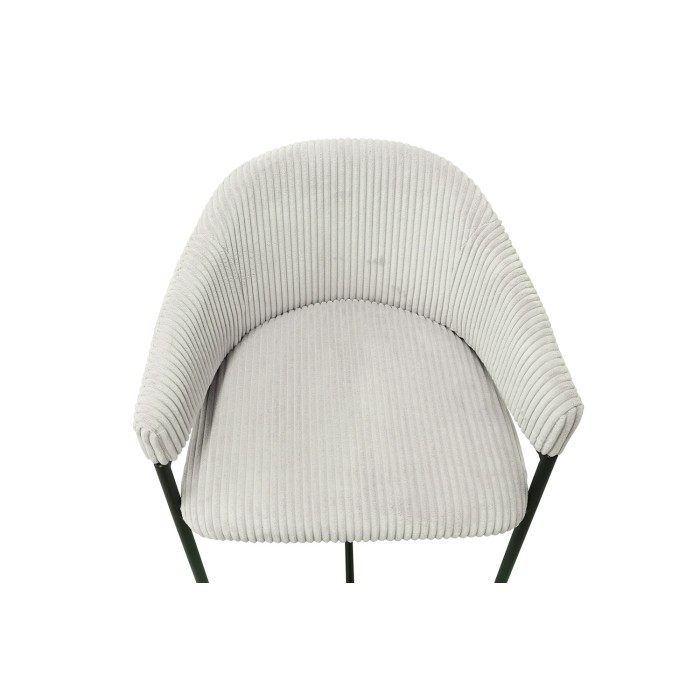 Sedia da bancone IMANY – Velluto a coste grigio chiaro – Con braccioli – Piedi in metallo nero – Stile design/industriale