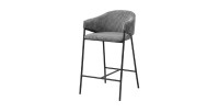 Chaise de comptoir IMANY – Velours côtelé gris foncé – Avec accoudoirs – Pieds en métal noir – Style design/industriel