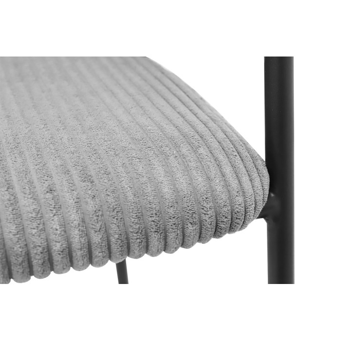 Sedia da banco IMANY – Velluto a coste grigio scuro – Con braccioli – Piedi in metallo nero – Stile design/industriale
