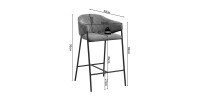 Counterstoel IMANY - Donkergrijs ribfluweel - Met armleuningen - Zwarte metalen poten - Design/industriele stijl