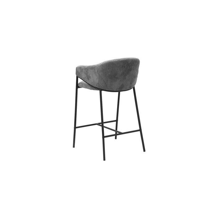 Sedia da banco IMANY – Velluto a coste grigio scuro – Con braccioli – Piedi in metallo nero – Stile design/industriale