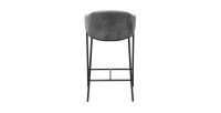 Chaise de comptoir IMANY – Velours côtelé gris foncé – Avec accoudoirs – Pieds en métal noir – Style design/industriel
