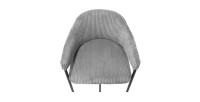 Chaise de comptoir IMANY – Velours côtelé gris foncé – Avec accoudoirs – Pieds en métal noir – Style design/industriel