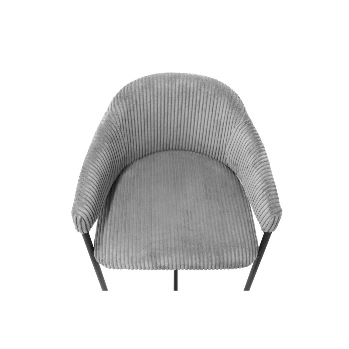 Sedia da banco IMANY – Velluto a coste grigio scuro – Con braccioli – Piedi in metallo nero – Stile design/industriale