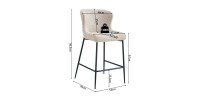 Chaise de comptoir LISE – Tissu bouclé beige – Pieds en métal noir - Style design/industriel