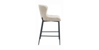 Chaise de comptoir LISE – Tissu bouclé beige – Pieds en métal noir - Style design/industriel