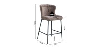 Chaise de comptoir LISE – Tissu bouclé coloris sable – Pieds en métal noir – Style design/industriel
