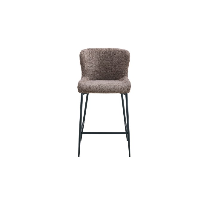 Sedia da bancone LISE - Tessuto bouclé colore sabbia - Piedi in metallo nero - Stile design/industriale