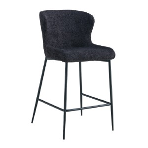 Counterstuhl LISE – Schlingenstoff in dunkelgrau – Schwarze Metallbeine – Design-/Industriestil
