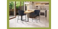 Counterstuhl LISE – Schlingenstoff in dunkelgrau – Schwarze Metallbeine – Design-/Industriestil