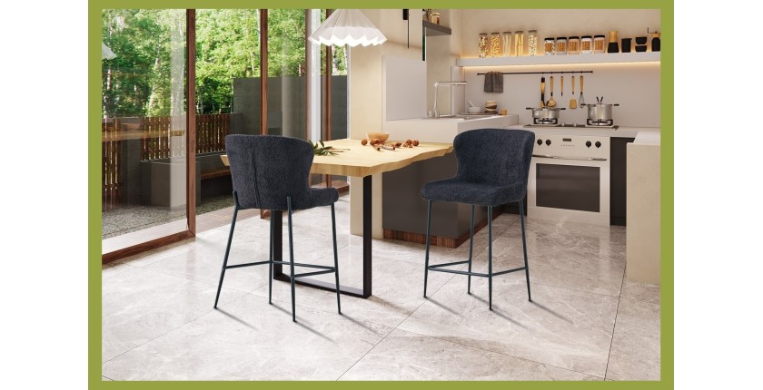 Counterstuhl LISE – Schlingenstoff in dunkelgrau – Schwarze Metallbeine – Design-/Industriestil
