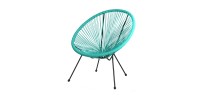 Fauteuil de jardin rond en résine – 56x88x72 cm – Bleu menthe – Élégant et confortable