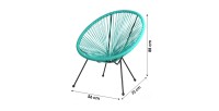 Fauteuil de jardin rond en résine – 56x88x72 cm – Bleu menthe – Élégant et confortable