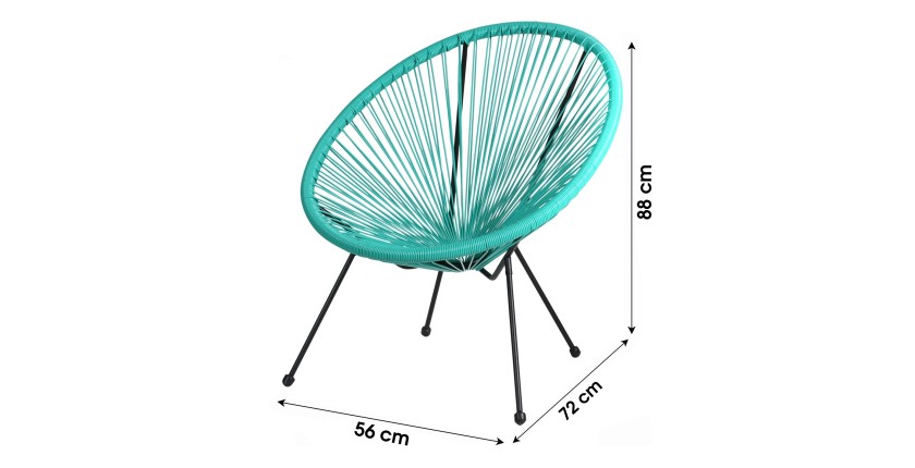 <Ronde tuinstoel van hars - 56x88x72 cm - Mintblauw - Elegant en comfortabel