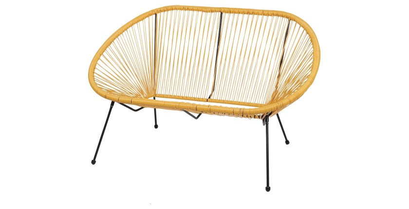 Canapé d'extérieur en résine – 137x92x85 cm – Jaune moutarde – Élégance et confort