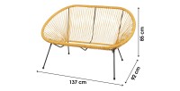 Canapé d'extérieur en résine – 137x92x85 cm – Jaune moutarde – Élégance et confort